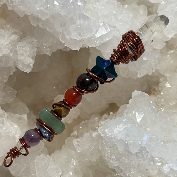 Artisan Jewelry - Handmade Chakra aura quartz magic wand 🪄